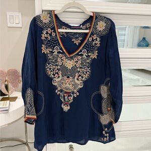 Johnny Was Navy Embroidered Tunic